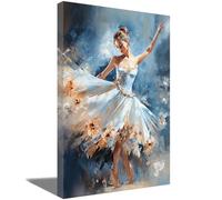 ZQQART Dancer Girl Canvas Wall Art Abstract Girl Dancing Ballet Painting Prints Elegant Ballerina Poster for Girls Room Bedroom Home Decor (Dancer-C,12.00" x 18.00")