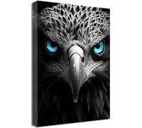 ZQQART Eagle Canvas Wall Art Blue Eyes Eagle Head Painting Prints Large Black and White Animal Poster for Living Room Office Decor Framed (Eagle,16.00" x 24.00")