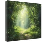 ZQQART Green Forest Canvas Wall Art Green Trees Path Spring Picture Prints Natural Landscape Painting for Living Room Bedroom Office Decor (12W x 12L)
