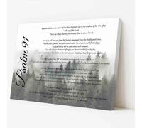 ZQQART Inspirational Psalm 91 Wall Art Christian Scripture Canvas Painting Bible Verse Scripture Prints Religious Gifts for Home Decor (black,16W x 20L)