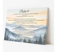 ZQQART Inspirational Scripture Canvas Wall Art Bible Verse Psalm 91 Painting Christian Scripture Religious Gifts for Church Prayer Room (white,12W x 18L)