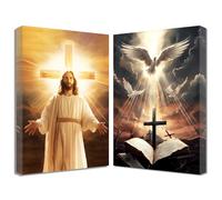 ZQQART Jesus Canvas Wall Art 2 PCS Divine Mercy Jesus Painting Prints Christian Cross Bible Dove Artwork God Poster Christian Religious Decor (D,12.00" x 16.00" x 2PCS)