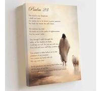 ZQQART Jesus Canvas Wall Art Psalm 23 Bible Verse Pictures Prints the Lord Is My Shepherd Poster Christ Boho Motivational Prints Home Decor (black,12W x 18L)