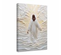 ZQQART Jesus Christ Wall Art Religious Pictures God Canvas Prints Christian Framed Artwork Bible Stories Painting Church Christmas Decorations(Yellow,16L x 24W)