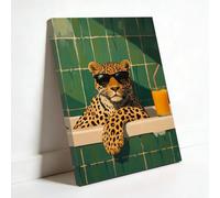 ZQQART Jungle Leopard Bathroom Wall Decor Jaguar in Tub and Sofa Picture Paintings Vintage Funky Animals Posters for Toilet Bedroom Decor (green,30W x 45L cm)