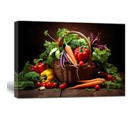 ZQQART Kitchen Canvas Wall Art Various Vegetable Basket Picture Prints Fresh Food Painting for Restaurant Dining Room Wall Decor(Kitchen A,12.00" x 18.00")