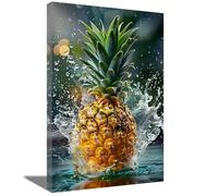ZQQART Kitchen Fruit Canvas Prints Wall Art Healthy Fresh Fruit Splash Water Picture Food Painting for Kitchen Dining Room Wall Decor Framed (YELLOW,12.00" x 18.00")