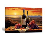 ZQQART Kitchen Picture Wall Decor Wine Grapes Canvas Prints Drink Food Painting Paintings Modern Dining Room Restaurant Decor Frame(Kitchen C,12.00" x 18.00")