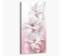 ZQQART Pink and White Lily Flower Canvas Wall Art Elegant Blossom Floral Botanical Picture Neutral Lily Wall Decor for Living Room Bedroom Office Frame (pink,30W x 60L cm)