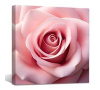 ZQQART Pink Rose Canvas Wall Art Rose Bloom Close-Up Painting Prints Romantic Flower Picture Art Living Room Decor Frame(Rose -C,16.00" x 16.00")