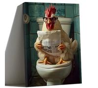 ZQQART Rooster Canvas Wall Art for Bathroom Decor Funny Chicken on Toilet Reading Newspaper Pictures Farmhouse Animal Paintings Prints for Restroom (30x45cm)
