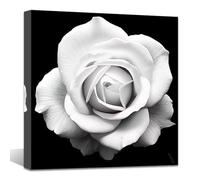 ZQQART Rose Flower Canvas Wall Art Black and White Rose Bloom Painting Print Modern Floral Picture Wall Decor for Living Room Office Frame(Rose -B,16.00" x 16.00")