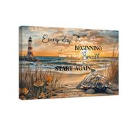 ZQQART Sea Turtle Wall Art Coastal Turtles Canvas Ocean Animal Picture Beach Calm Quotes Painting Bathroom Living Room Wall Decor Framed(Orange,18L x 12W)