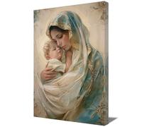 ZQQART Virgin Mary Canvas Art Print Mother Mary Holding Baby Jesus Painting Madonna Poster Catholic Picture for Church Room Christian Decor (C,16.00" x 24.00")