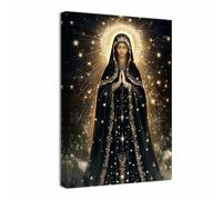 ZQQART Virgin Mary Wall Art Framed Catholic Religious Pictures Our Lady of Guadalupe Canvas Prints Church Prayer Room Christian Decor(Gold,16L x 20W)