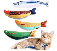 ZQSFPK 4 Fish Shaped Cat Toys, Catnip Toys, Cat Chewing Toys, Plush Cartoon Cat Toy, Soft Cat Toys That Hug, Kick, and Bite People