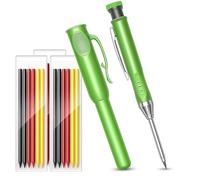 ZQSFPK Carpenter Pencil with Pen Cap, Mechanical Pencils Set with 19 Refills, Deep Hole Marker for Construction, Heavy Duty Woodworking Pencils, Carpenter Tools for Architect Marking (Green)