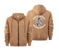 ZQSLFCCW Men's Lightweight Zip Up Hoodie - Soft Fleece Pullover Jacket for Anarchy Sons with Kangaroo Pocket Breathable Comfort Fit for Spring Autumn Casual Wear(Camel,XL)