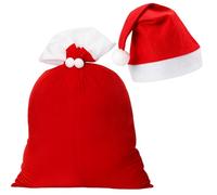 ZQuintuplian 2 Pcs Santa Sack Set, Christmas Hats Santa Sacks Christmas Stocking Gift Bags for Holiday Decor, Suiteble for Christmas or Role-playing and Stage Performances