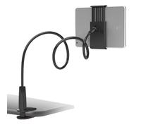 ZQuintuplian Tablet Holder, Tablet Stand for Bed Gooseneck Mount Flexible Arm 360 Clip, Flexible Arm Clip Tablet Mount, Kindle Holder for Reading in Bed, Black