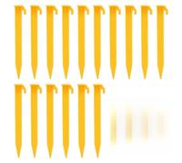 Zquqwa 16 Pcs PlasticTent Stakes, Heavy Duty Beach Tent Pegs, Camping Ground Pegs with Flat Head Hook Design, Lightweight Rustproof Tarp Stakes for Outdoor Beach Shelter, Garden Lawn Anchors