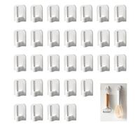 Zquqwa 30 Pcs Net Curtain Hooks, Self Adhesive Net Curtain Hook, No Drill Wall Hooks, Strong Stick On Window Hook Holders for Home Office Kitchen Bathroom, Easy to Install and Remove (White,Square)