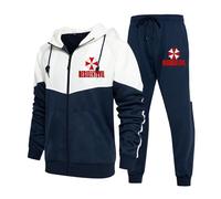 ZQURVO Men's 2 Piece Tracksuit Set for Resident, Full Zip Hooded Jacket Jogger Pantsfor Evil, Long Sleeves Sets Jogging Tops for Umbrella, Winter Warm Sweatsuit with Pockets,Blue2 -x_l