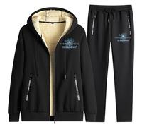 ZQURVO Men's FleeceTracksuit Set for Monster Hunter, 2 Piece Sweatsuit Hoodie Jogger Set Winter Warm Leisure Suit Hooded Jacket Fashion Workout Sports Sets,Black-3x_l