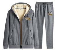 ZQURVO Mens FleeceTracksuit Set for Monster Hunter, 2 Piece Winter Warm Hooded Jacket Jogger Pants Running Gym Training Suit Fashion Workout Sports Sets,Grey-4x_l