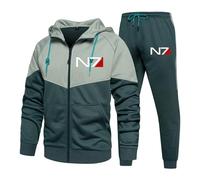 ZQURVO Men's Full Zip Tracksuit 2 Piece Set for Mass Effect N7, Thermal Winter Warm Hoodie Jacket Jogger Pants Sportswear Casual Sweatsuits for Training for Athletic Gym Workout,Green-s