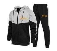 ZQURVO Men's Tracksuit Set for Doctor Who, 2 Piece Casual Long Sleeves Sets Full Zip Hooded Jacket Sweatshirt Suit Jogging Tops Bottoms Winter Warm Coat with Pockets,Black-l