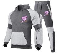 ZQURVO Men's Tracksuits for FAIRY TAIL, Long Sleeve Hooded Jacket and Sweatpants 2 Piece Sweatshirt and Joggers Gym Jogger Sport Set Sweatshirt Suit with Pockets,Grey1-m
