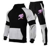 ZQURVO Men's Tracksuits for FAIRY TAIL, Long Sleeve Hooded Jacket and Sweatpants 2 Piece Sweatshirt and Joggers Gym Jogger Sport Set Sweatshirt Suit with Pockets,Black1-3x_l