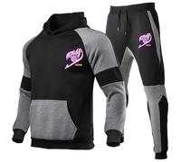 ZQURVO Men's Tracksuits for FAIRY TAIL, Long Sleeve Hooded Jacket and Sweatpants 2 Piece Sweatshirt and Joggers Gym Jogger Sport Set Sweatshirt Suit with Pockets,Black2-s