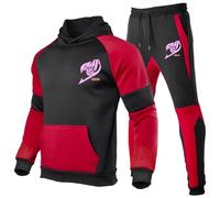 ZQURVO Men's Tracksuits for FAIRY TAIL, Long Sleeve Hooded Jacket and Sweatpants 2 Piece Sweatshirt and Joggers Gym Jogger Sport Set Sweatshirt Suit with Pockets,Red-m