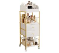 ZQUYAJ Makeup Organizer Storage Cart, Large Skincare organizers, Makeup Stand with Drawers, Makeup Vanity Organizer Cosmetics Display Cases Holder for Skin Care Nail Polish Perfume Makeup Brush (Gold)