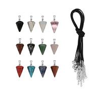 Zqxnt 12pcs Geometric Crystals Necklace Natural Semi-Precious Chakras Gemstones Amulet Coin Charm Crystal Necklace For Women Men Natural Stone Necklace For Men Women Wax