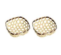 Zqxnt 2pcs Handmade Bamboos Serving Baskets for Decorative Table Use Snacks and Fruits Storage Tray Decorative Basket Natural Bamboos Basket