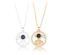 Zqxnt 2Pcs/set Astronaut Pendant Necklace Dainty Astronaut Charm Necklace For Couples Valentine's Day Jewelry Present Matching Couple Necklaces Boyfriend And Girlfriend
