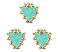 Zqxnt 3 Pieces 18k Gold Plated Heart Charm Necklace Pendants Trendy Accessories For Women Coppers Jewelry Making Components