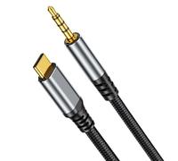 Zqxnt Braided Type C to 3.5mm Adapter with Noise Cancellation & Gold Plated Connectors for Stable Streaming Shielded Electromagnetic Auditory Line