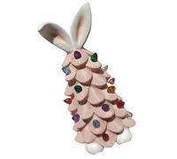 Zqxnt Easters Bunnies Ear Nightlight Resins Rabbits Tree Figurine with Colorful Lamp Beads for Kids Room and Festives Displays Resins Figurine