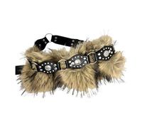 Zqxnt Edgy Punk Studded Furry Belt With Faux Leather Trim Coffee/Black Waist Cincher Band Cowgirl Jewelry Unisex Punk Cincher