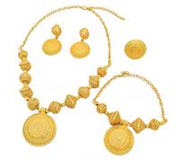 Zqxnt Gold Color Necklace Earring Wrist Chain And Rings Set For Bridal And Party Nigerian Weddings And Engagement Parties Comfortable Wear Necklace