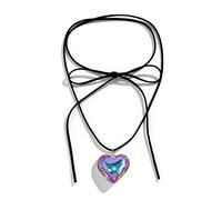 Zqxnt Goth Black Big Heart Pendant Choker Necklace For Women Elegant Weave Knotted Bowknot Adjustable Chain Jewelry Love Pendant Necklace For Women