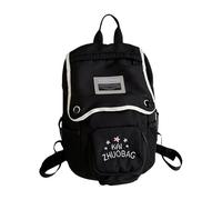 Zqxnt Japanese Contrast Color Nylon Backpack Embroidery Letter Large Capacity Student Zippered Book Bag For School And Travel Student Rucksack