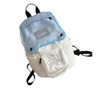 Zqxnt Japanese Contrast Color Nylon Backpack Embroidery Letter Large Capacity Student Zippered Book Bag For School And Travel Student Rucksack