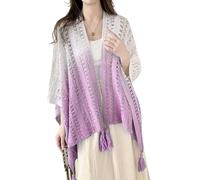 Zqxnt Open Front Fringe Knitted Capelet For Women Soft Breathable Travel Cardigan Shoulder Wrap Hollowed Out Shawl Wrap Women's Fringed Knitted Cardigan