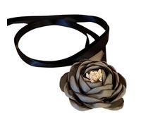 Zqxnt Stylish Rose Blossom Necklace Simulation Flower Ribbon Neckchain Women Collarbone Chain Eye Catching Choker Accessory Lightweight Necklace