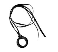 Zqxnt Stylish Silver Tone Round Necklace With Sturdy Leather Cord Accessory For Trendy Men And Women Daily Use Casual Wear Mixed Materials Necklace